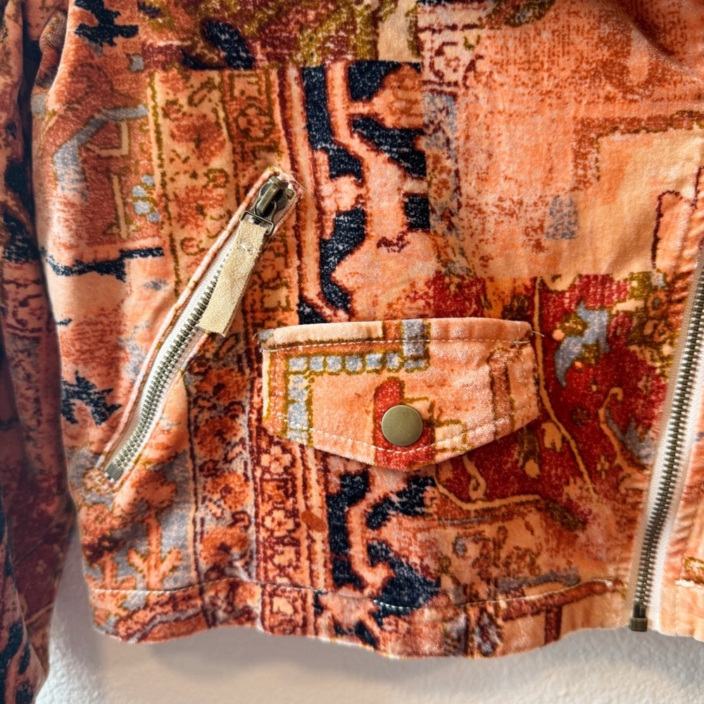 Anthropologie Tapestry Cropped Velvet Moto Jacket Small/Medium - Picture 6 of 15